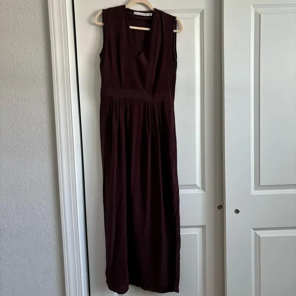 & Other Stories 100% Silk Burgandy Maxi Dress Sz 8 Wedding Guest Formal
